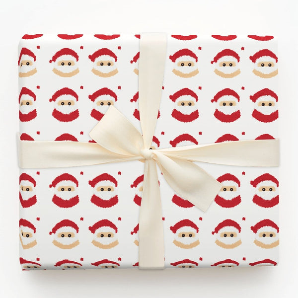 Retro Christmas Gift Wrap, Pixel Art Santa Wrapping Paper, Pixelated Santa Claus Present Paper, Holiday Gift Wrap Roll, Secre