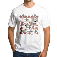 Spooky Adorable Holiday Reading Graphic Tee, Christmas Ghost Bookshelf T-Shirt, Bookish Library Ghost Shirt, Christmas Book Lover Graphic Tee