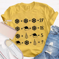Snowflake Santa Hat Tree Shirt, Math Teacher Christmas T-Shirt, Humorous Math Holiday Tee, Teacher Christmas Present