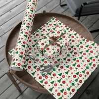 Festive Ornaments Holiday Gift Wrap Roll, Christmas Tree Wrapping Paper, Vintage Xmas Present Paper, Winter Holiday Wrapping Paper