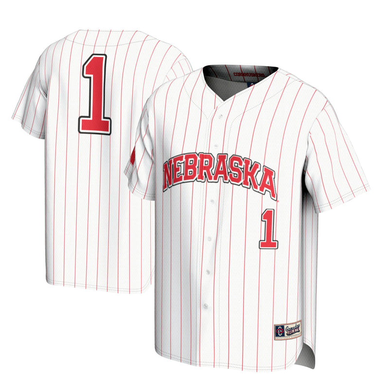 #1 Nebraska Huskers Lightweight Baseball Jersey - White