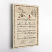 Vintage Sheet Music Canvas Print, Silent Night Christmas Carol Canvas Art, Religious Christmas Canvas Wall Decor, Holiday Music Present