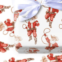 Rustic Christmas Gift Wrap, Western Cowboy Santa Wrapping Paper, Watercolor Rodeo Santa Holiday Paper, Cowboy Present Wrap