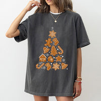 Festive Gingerbread Cookie T-Shirt, Gingerbread Man Christmas Tree Shirt, Adorable Baker Graphic Tee, Gingerbread Winter Shirt, Xmas Baker Present
