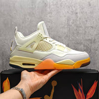 Mid Top Sneakers, Beige Orange Colorway, Lace Up Design, Casual Gift for Sneaker Fans