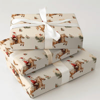 Vintage Horse Christmas Gift Wrap, Equestrian Santa Wrapping Paper, Watercolor Holiday Present Wrapping Paper, Rustic Country Holiday Wrap