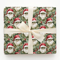 Cool Santa Sunglasses Gift Wrap, Tactical Santa Camouflage Wrapping Paper, Camo Christmas Wrapping Paper, Military Holiday Wrapping Paper