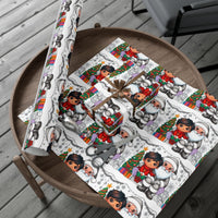 Santa and Boy Coloring Gift Wrap, Color-In Christmas Wrapping Paper, DIY Kids Holiday Activity Wrapping Paper, Fun Christmas Present Wrap