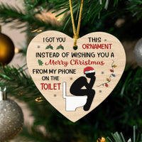 Rude Gag Present Christmas Heart Keepsake, Humorous Toilet Humor Heart Ornament, Ceramic Holiday Tree Decor, Secret Santa Heart Ornament Present