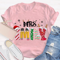 Custom Name Teacher Shirt, Personalized Christmas Teacher T-Shirt, Holiday School Educator Graphic Tee, Xmas Teacher Appreciation Present Tee