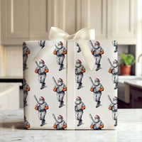 Vintage Baseball Gift Wrap, Baseball Santa Christmas Wrapping Paper, Retro Sporty Holiday Wrapping Paper, Baseball Fan Gift Wrapping Paper