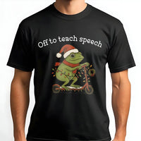 Christmas Frog on Scooter Shirt, Speech Therapist Christmas T-Shirt, Humorous SLP Christmas Graphic Tee, Speech Language Pathologist Xmas Tee
