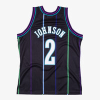 Charlotte Hornets Larry Johnson 1992 Reload Swingman Authentic Jersey - Black