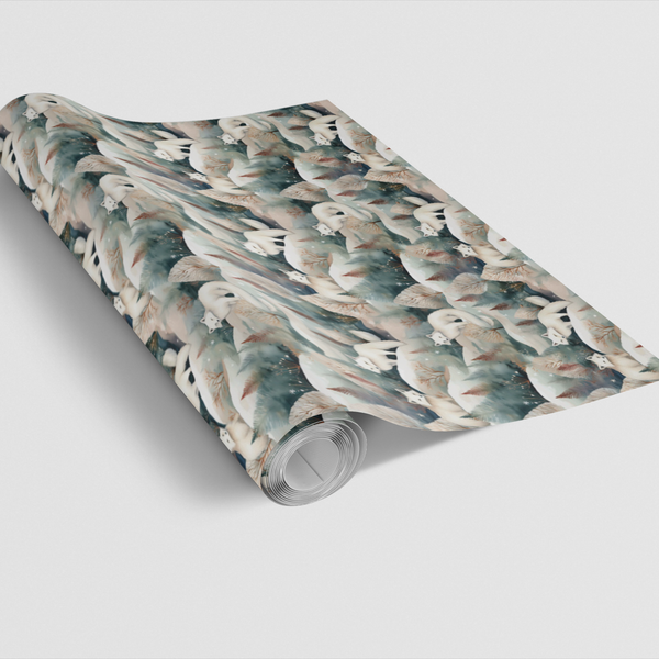 Arctic Wildlife Gift Wrap Roll, Watercolor Winter Fox Wrapping Paper, Nature Lover Christmas Wrapping Paper, Holiday Present 
