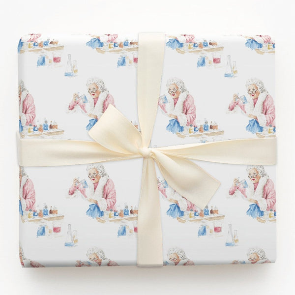 Scientist Christmas Gift Wrap, Mrs Claus Chemistry Wrapping Paper, STEM Science Holiday Paper, Adorable Chemistry Wrap, Festi