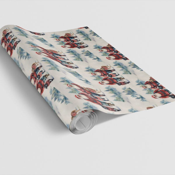 Christmas Dog Gift Wrap, Santa Dog Parade Wrapping Paper, Adorable Holiday Pups Wrapping Paper, Festive Winter Puppy Gift Wra