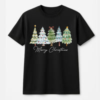 Merry Christmas Shirt, Watercolor Christmas Tree T-Shirt, Festive Holiday Graphic Tee, Xmas Winter Apparel, Christmas Present