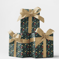 Pine Branch Holiday Gift Wrap, Fir and Frost Christmas Wrapping Paper, Evergreen Xmas Wrapping Paper, Classic Holiday Gift Wrapping Paper