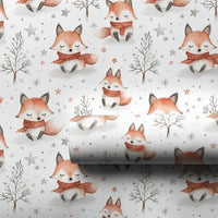 Watercolor Woodland Fox Gift Wrap, Winter Fox Wrapping Paper, Forest Animal Wrapping Paper, Adorable Holiday Gift Wrap, Christmas Present Roll
