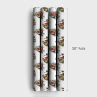 Rugged Hunter Christmas Gift Wrap, Hunting Santa Claus with Dog Wrapping Paper, Winter Hunting Wrapping Paper Roll, Sportsman Present Wrap