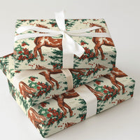 Equestrian Holiday Gift Wrap, Vintage Horse Christmas Wrapping Paper, Rustic Pony Pine Tree Wrapping Paper, Winter Holiday Horse Lover Present