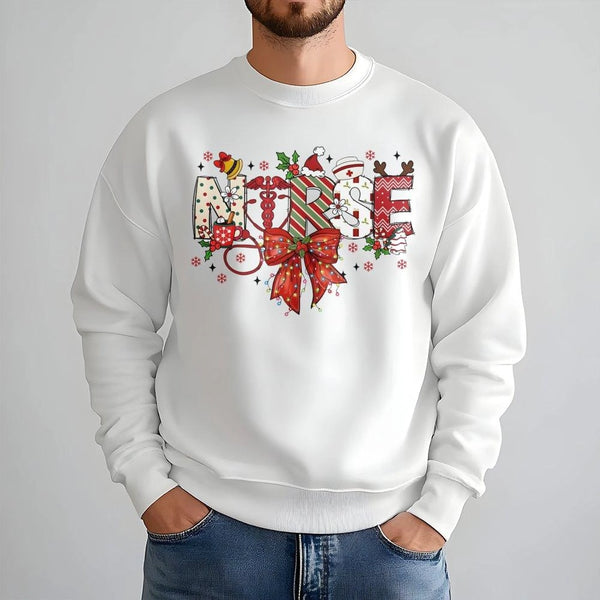 Festive Stethoscope Holiday Crewneck, Christmas Nurse Sweatshirt, RN Medical Worker Pullover, Adorable Hospital Staff Christm