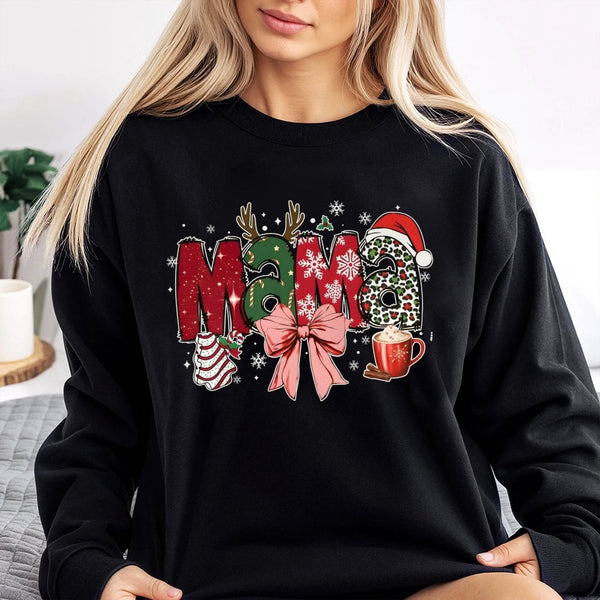 Leopard Print Holiday Crewneck, Christmas Mama Sweatshirt, Festive Mama Pullover Sweater, Adorable Winter Mom Sweatshirt, Xma