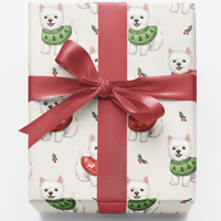 Adorable Dog Holiday Gift Wrap, Westie Christmas Wrapping Paper, Scottish Terrier Winter Wrapping Paper, Festive Pet Lover Present Paper Roll