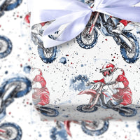 Dirt Bike Claus Gift Wrap, Motocross Santa Christmas Wrapping Paper, Motorcycle Holiday Wrapping Paper, Biker Christmas Wrapping Paper