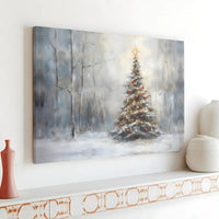 Winter Forest Canvas Print, Snowy Christmas Tree Canvas Wall Art, Festive Holiday Wall Art, Printable Digital Download, Holiday Wall Decor