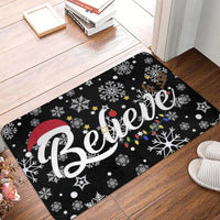 Snowflake Santa Hat Floor Carpet, Christmas Believe Area Rug, Festive Holiday Non-Slip Floor Mat, Winter Home Decor Present