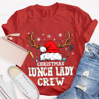 Santa Hat Kitchen Utensils Graphic Tee, Christmas Lunch Lady Shirt, School Cafeteria Worker Holiday T-Shirt, Lunch Lady Xmas Present