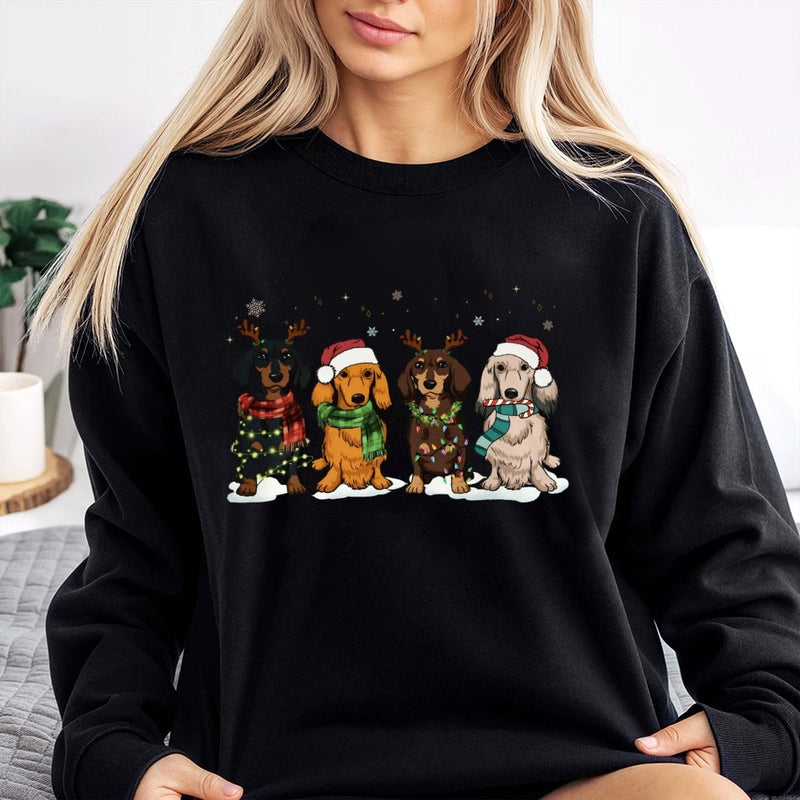 Adorable Festive Dog Holiday Sweater, Dachshund Christmas Sweatshirt, Wiener Dog Xmas Crewneck, Dachshund Lover Sweatshirt, Dog Mom Holiday Present