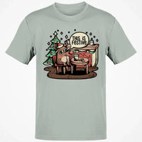 Humorous Holiday Reindeer Tee, This Is Festive Christmas T-Shirt, Retro Xmas Graphic Shirt, Adorable Festive Season Present T-Shirt