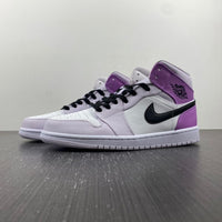 Mid Top Sneakers, White Black Purple Colorway, Lace Up Design, Casual Gift for Sneaker Fans