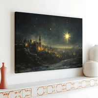 Nativity Scene Christmas Canvas Art, Star of Bethlehem Canvas Print, Holy Night Religious Canvas, Holiday Home Wall Decor Digital Download