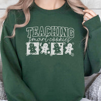Gingerbread Teacher Christmas Crewneck, Teaching Smart Cookies Sweatshirt, Adorable School Educator Holiday Pullover, Festive Classroom Sweater