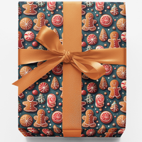 Christmas Cookie Gift Wrap, Gingerbread Cookie Wrapping Paper, Adorable Holiday Wrapping Paper, Festive Xmas Gift Wrap, Winter Wrapping Paper