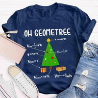 Humorous Geometry Pun Xmas Tree Shirt, Oh Geometree Math Christmas T-Shirt, Math Teacher Holiday Tee, Student Math Humor Shirt Present