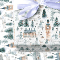 Big Ben Tower Bridge Holiday Wrapping Paper, London Christmas Wrapping Paper, Watercolor Cityscape Wrapping Paper, Winter Travel Gift Wrap