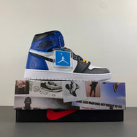 High Top Sneakers, White Black Blue Colorway, Lace Up Design, Casual Gift for Sneaker Fans