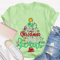 Christian Christmas T-Shirt, My Favorite Christmas Light Is Jesus Shirt, Religious Holiday Graphic Tee, Jesus Christmas Light Faith Shirt