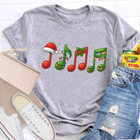 Festive Music Notes Holiday Shirt, Christmas Musical Symbols T-Shirt, Xmas Musician Graphic Tee, Music Lover Apparel, Holiday Present