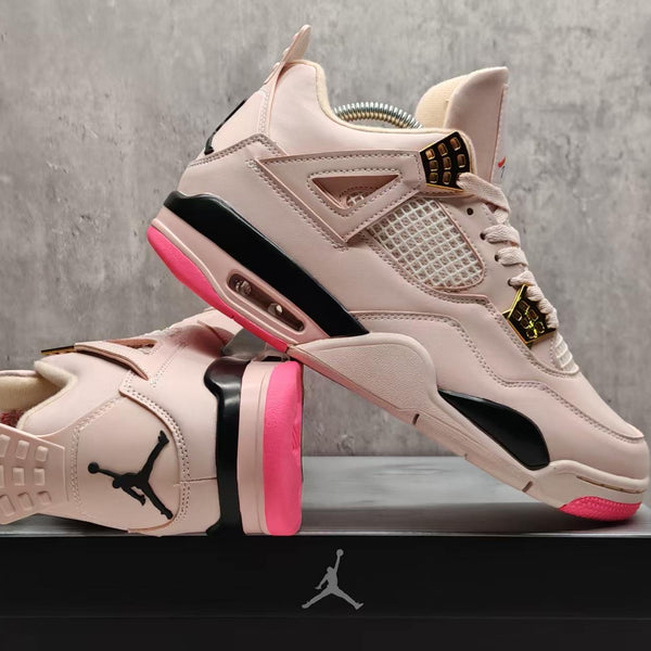 Mid Top Sneakers, Beige Pink Colorway, Lace Up Design, Casual Gift for Sneaker Fans