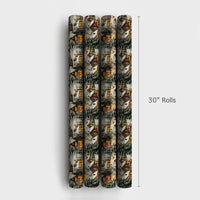 Winter Cottage Gift Wrap, Snowy Village Christmas Wrapping Paper, Comfy Evergreen Dusk Wrapping Paper, Holiday Present Wrapping Paper