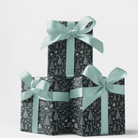 Hand-Drawn Tree Holiday Gift Wrap, Black and White Christmas Wrapping Paper, Modern Winter Wrapping Paper, Minimalist Xmas Gift Wrap Roll