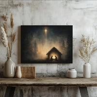 Star of Bethlehem Canvas Wall Art, Nativity Scene Canvas Print, Holy Night Religious Canvas Art, Christmas Holiday Home Decor Present