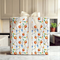 Sports Holiday Gift Wrap, Basketball Christmas Wrapping Paper, Xmas Lights Wrapping Paper, Basketball Fan Gift Wrap, Holiday Gift Wrap