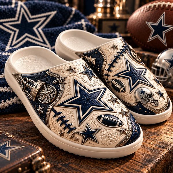 DAL Lone Star Heritage - Tooled Navy & Cream Clog Sandals - main