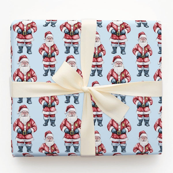 Adorable Police Officer Gift Wrap, Sheriff Santa Christmas Wrapping Paper, Law Enforcement Holiday Wrapping Paper, Deputy San